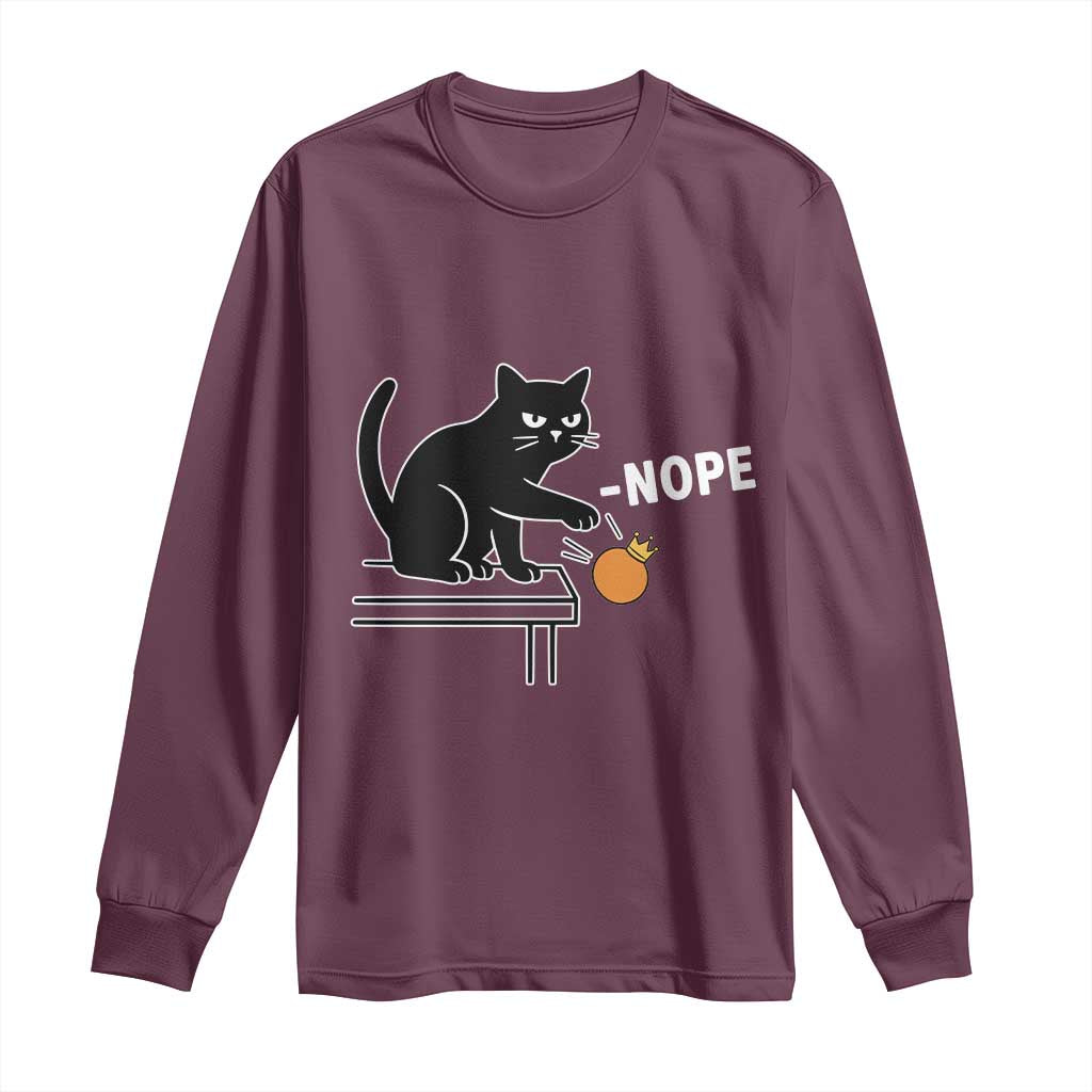 No Kings Protest Long Sleeve Shirt Funny Cat Kicking Crown - Wonder Print Shop