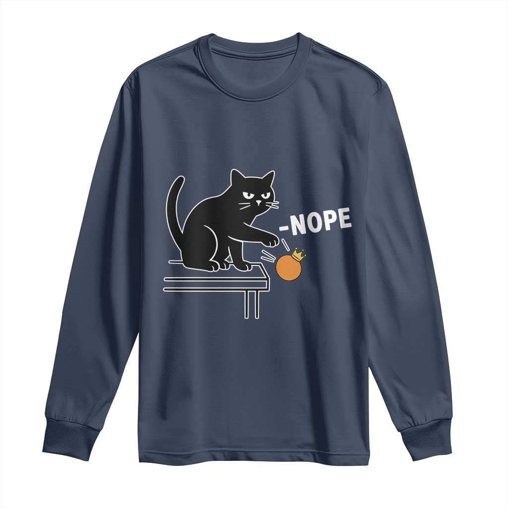 No Kings Protest Long Sleeve Shirt Funny Cat Kicking Crown - Wonder Print Shop