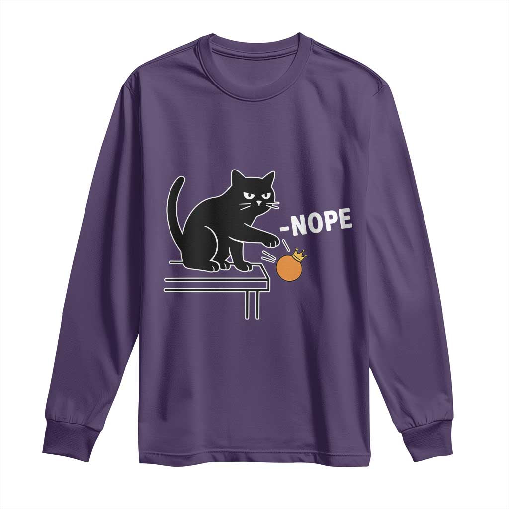 No Kings Protest Long Sleeve Shirt Funny Cat Kicking Crown - Wonder Print Shop