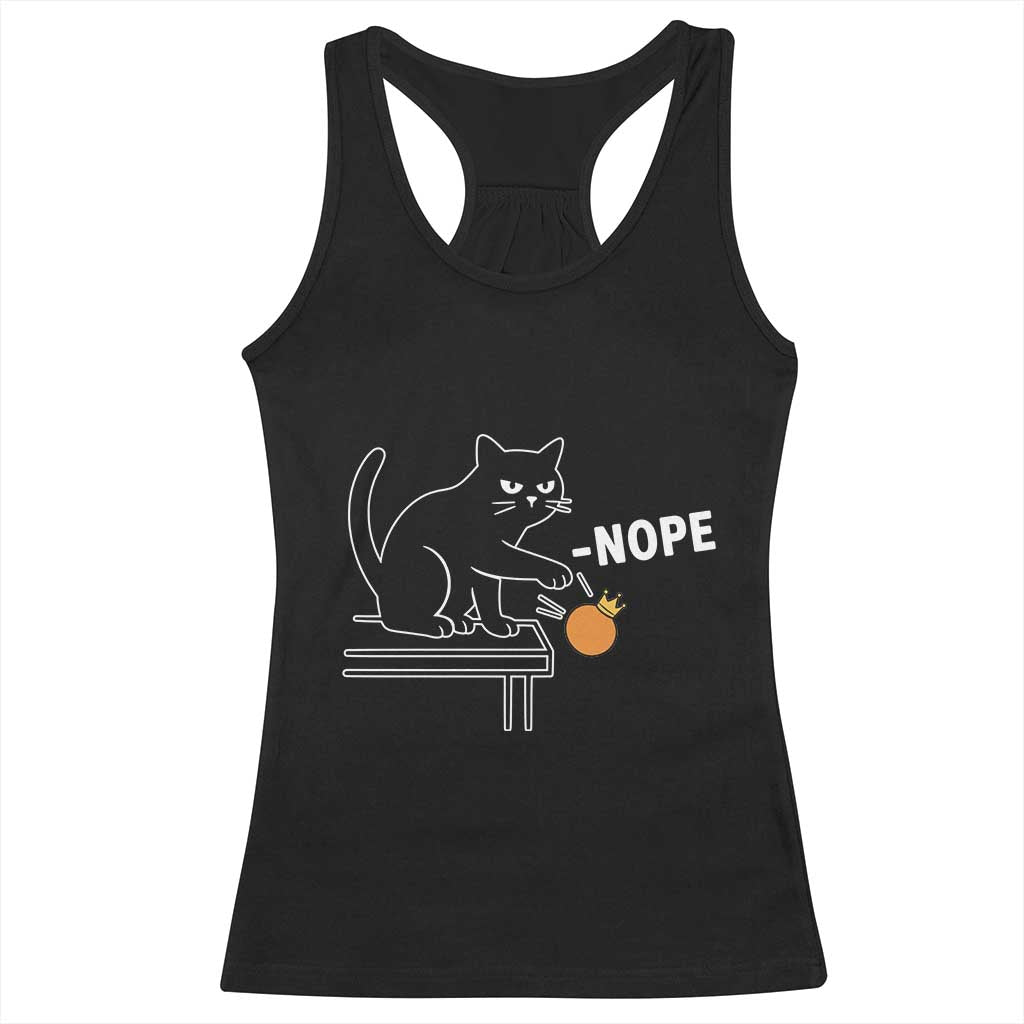 No Kings Protest Racerback Tank Top Funny Cat Kicking Crown - Wonder Print Shop