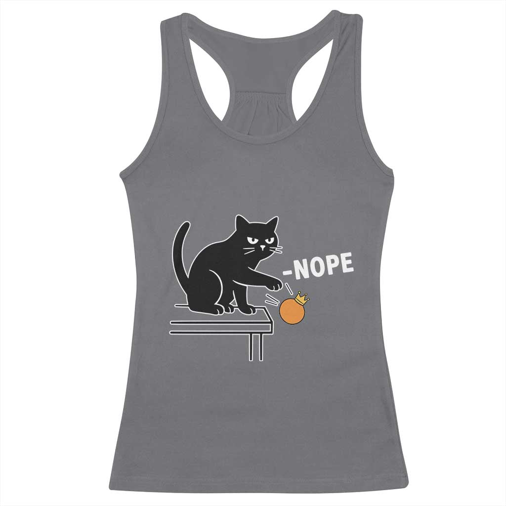 No Kings Protest Racerback Tank Top Funny Cat Kicking Crown - Wonder Print Shop