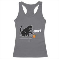 No Kings Protest Racerback Tank Top Funny Cat Kicking Crown - Wonder Print Shop