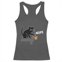 No Kings Protest Racerback Tank Top Funny Cat Kicking Crown - Wonder Print Shop