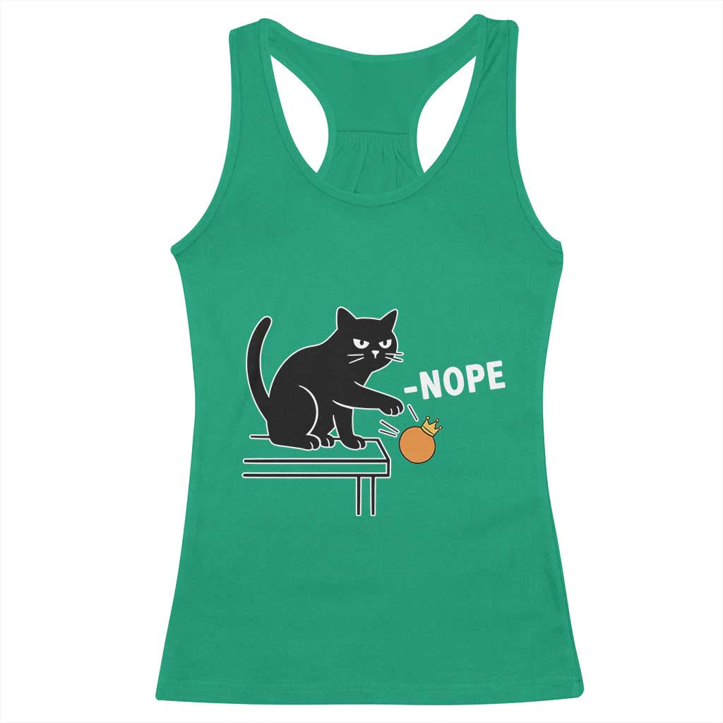 No Kings Protest Racerback Tank Top Funny Cat Kicking Crown - Wonder Print Shop
