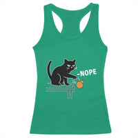 No Kings Protest Racerback Tank Top Funny Cat Kicking Crown - Wonder Print Shop