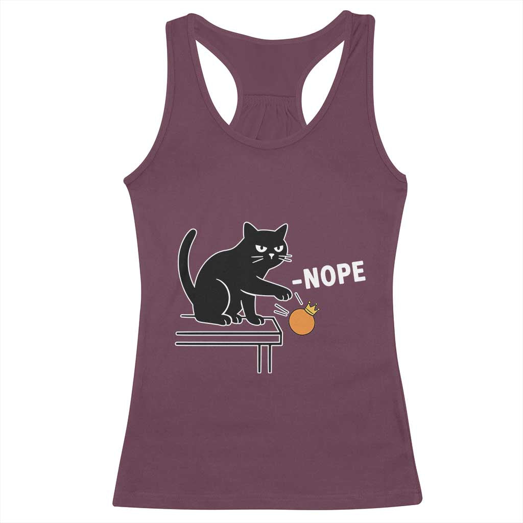 No Kings Protest Racerback Tank Top Funny Cat Kicking Crown - Wonder Print Shop