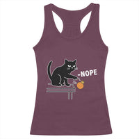 No Kings Protest Racerback Tank Top Funny Cat Kicking Crown - Wonder Print Shop