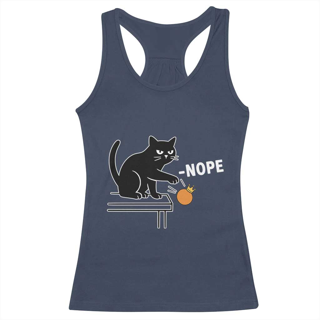 No Kings Protest Racerback Tank Top Funny Cat Kicking Crown - Wonder Print Shop