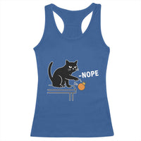 No Kings Protest Racerback Tank Top Funny Cat Kicking Crown - Wonder Print Shop