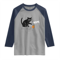 No Kings Protest Raglan Shirt Funny Cat Kicking Crown - Wonder Print Shop