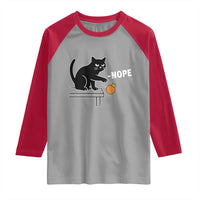 No Kings Protest Raglan Shirt Funny Cat Kicking Crown - Wonder Print Shop