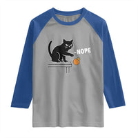 No Kings Protest Raglan Shirt Funny Cat Kicking Crown - Wonder Print Shop