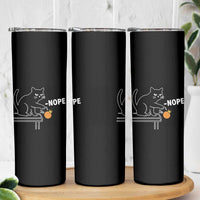 No Kings Protest Skinny Tumbler Funny Cat Kicking Crown - Wonder Print Shop