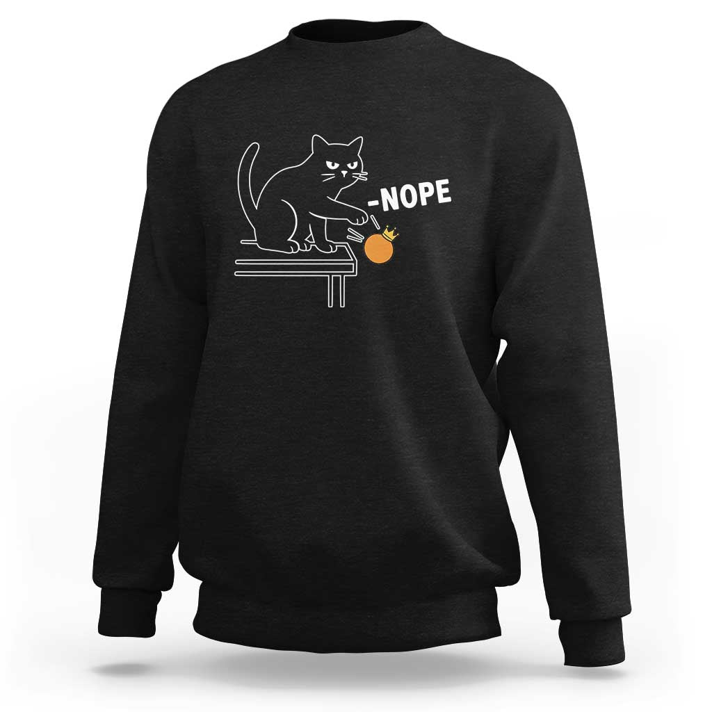 No Kings Protest Sweatshirt Funny Cat Kicking Crown - Wonder Print Shop