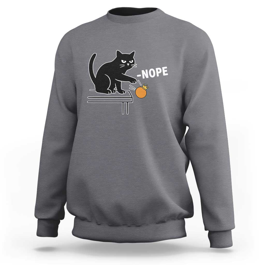 No Kings Protest Sweatshirt Funny Cat Kicking Crown - Wonder Print Shop
