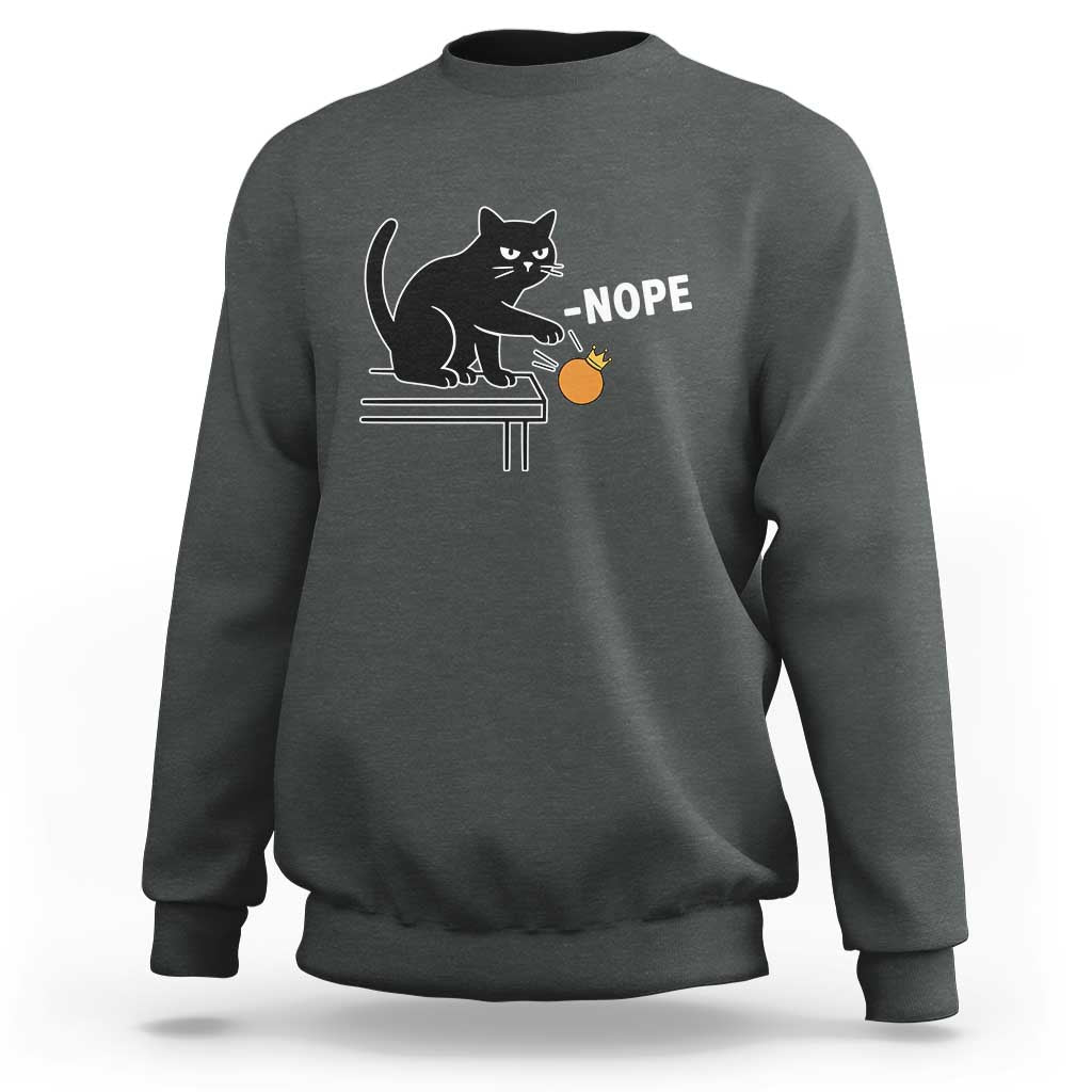 No Kings Protest Sweatshirt Funny Cat Kicking Crown - Wonder Print Shop