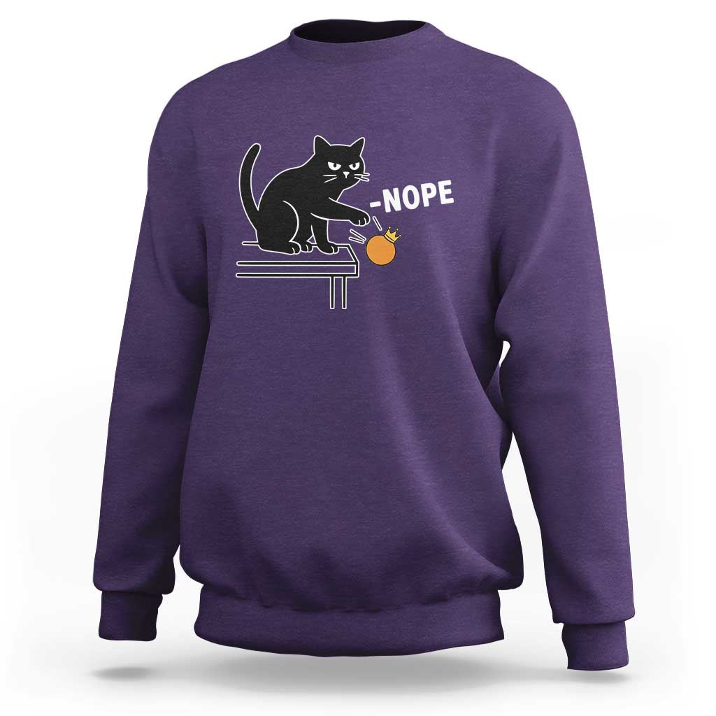 No Kings Protest Sweatshirt Funny Cat Kicking Crown - Wonder Print Shop