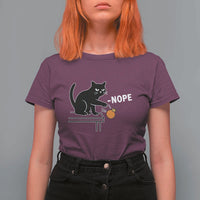 No Kings Protest T Shirt For Women Funny Cat Kicking Crown - Wonder Print Shop