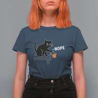 No Kings Protest T Shirt For Women Funny Cat Kicking Crown - Wonder Print Shop