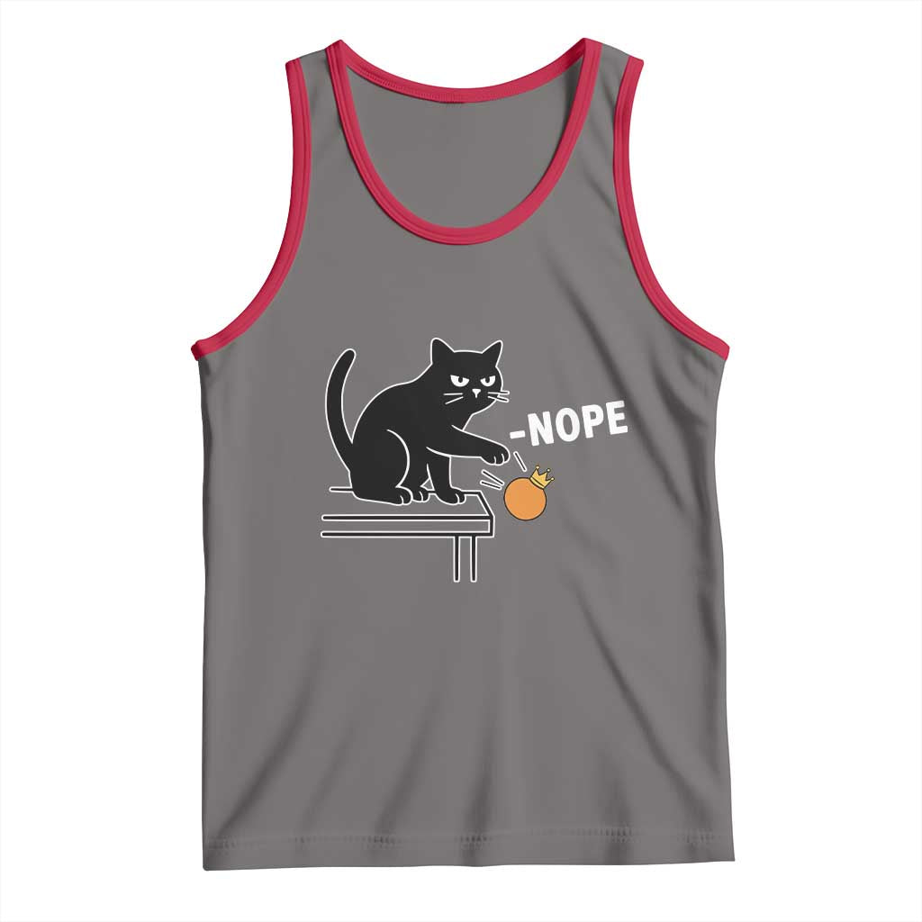No Kings Protest Tank Top Funny Cat Kicking Crown - Wonder Print Shop