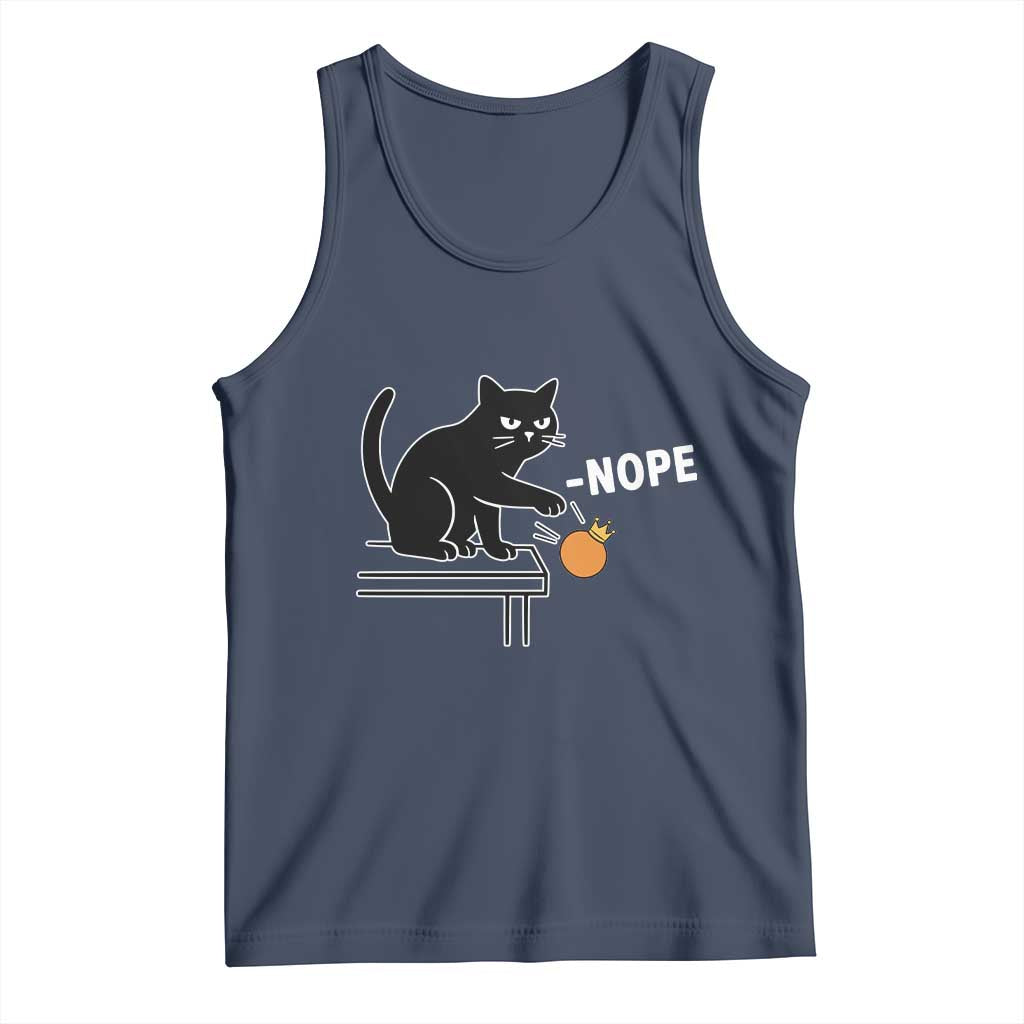 No Kings Protest Tank Top Funny Cat Kicking Crown - Wonder Print Shop