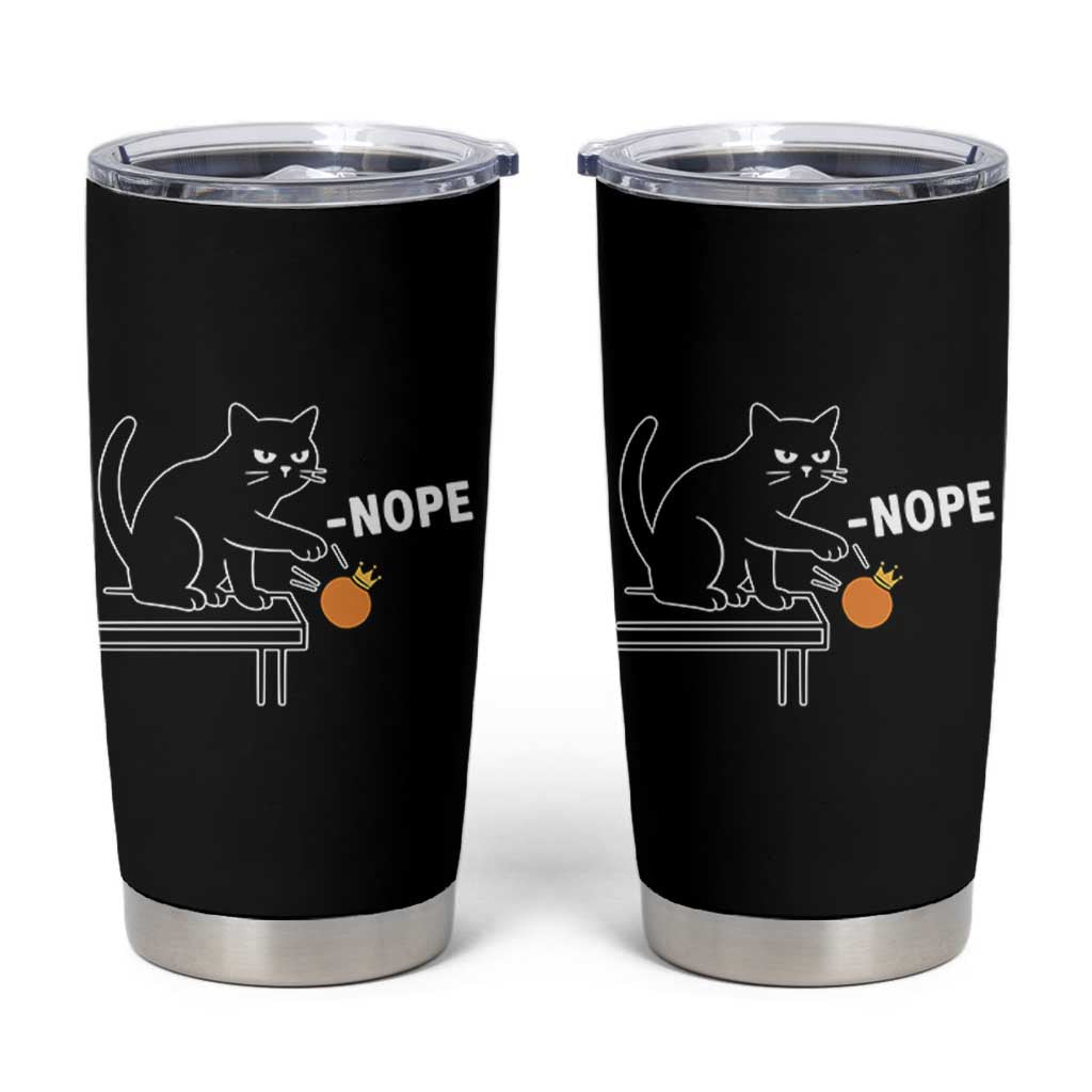 No Kings Protest Tumbler Cup Funny Cat Kicking Crown - Wonder Print Shop