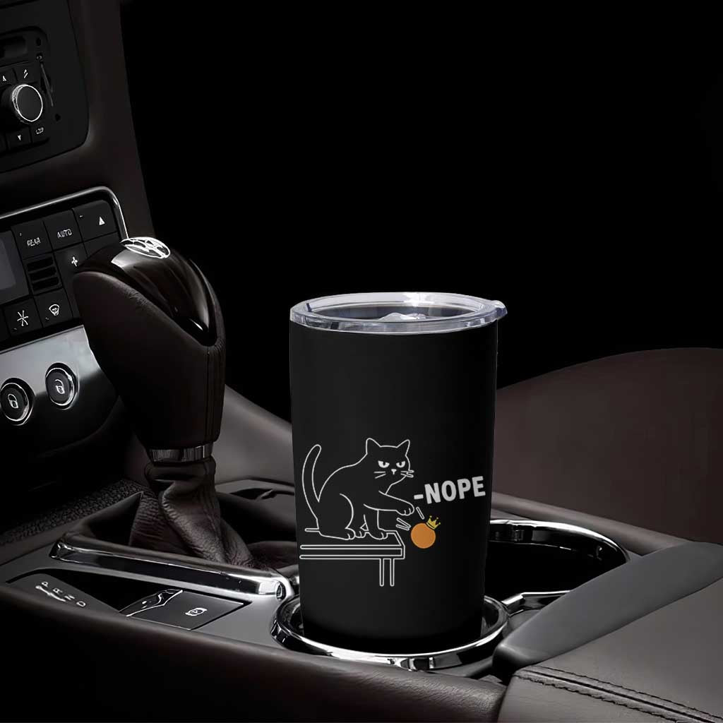 No Kings Protest Tumbler Cup Funny Cat Kicking Crown - Wonder Print Shop