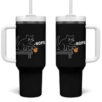 No Kings Protest Tumbler With Handle Funny Cat Kicking Crown - Wonder Print Shop