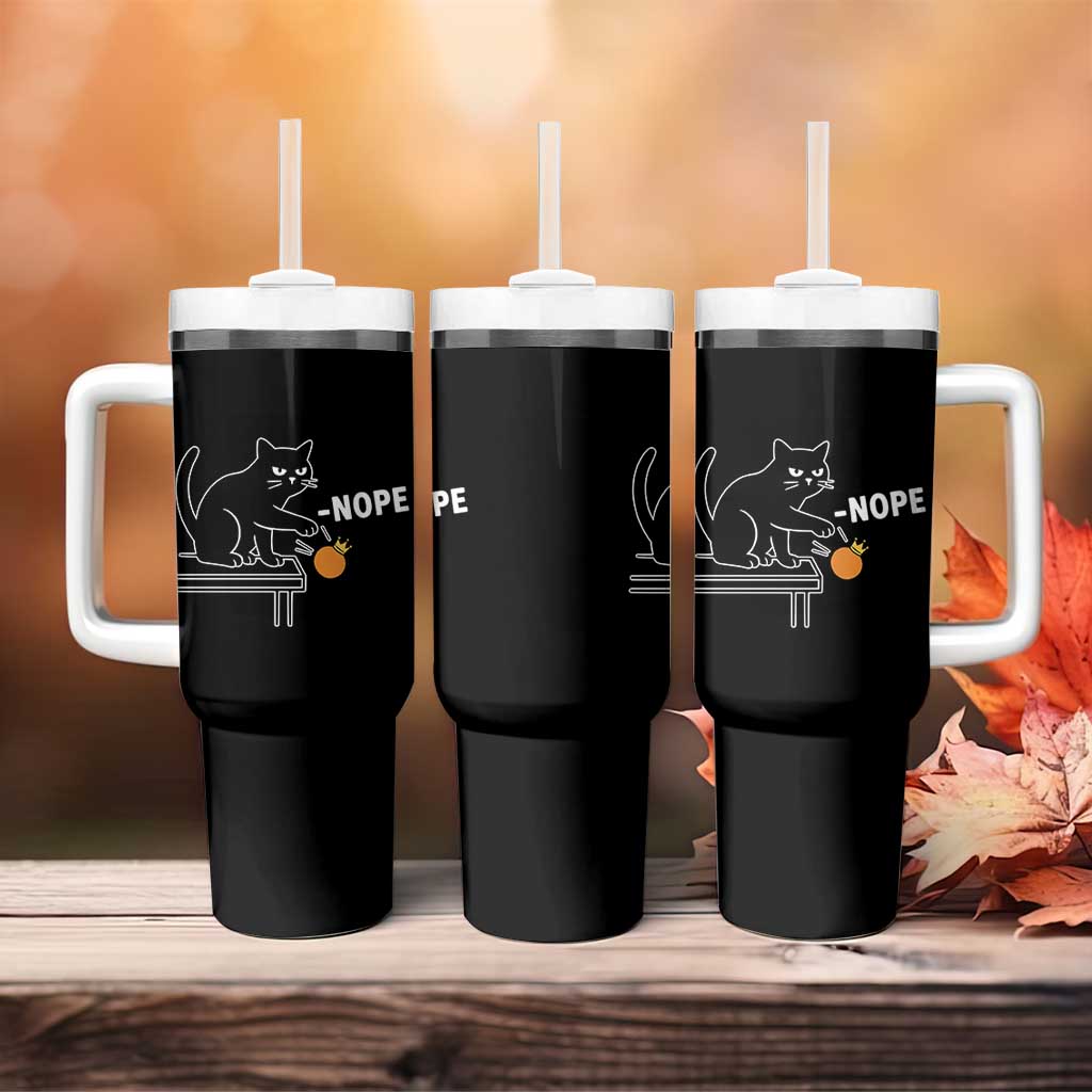 No Kings Protest Tumbler With Handle Funny Cat Kicking Crown - Wonder Print Shop