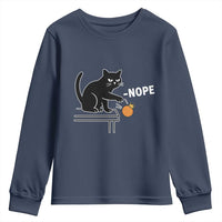 No Kings Protest Youth Sweatshirt Funny Cat Kicking Crown - Wonder Print Shop
