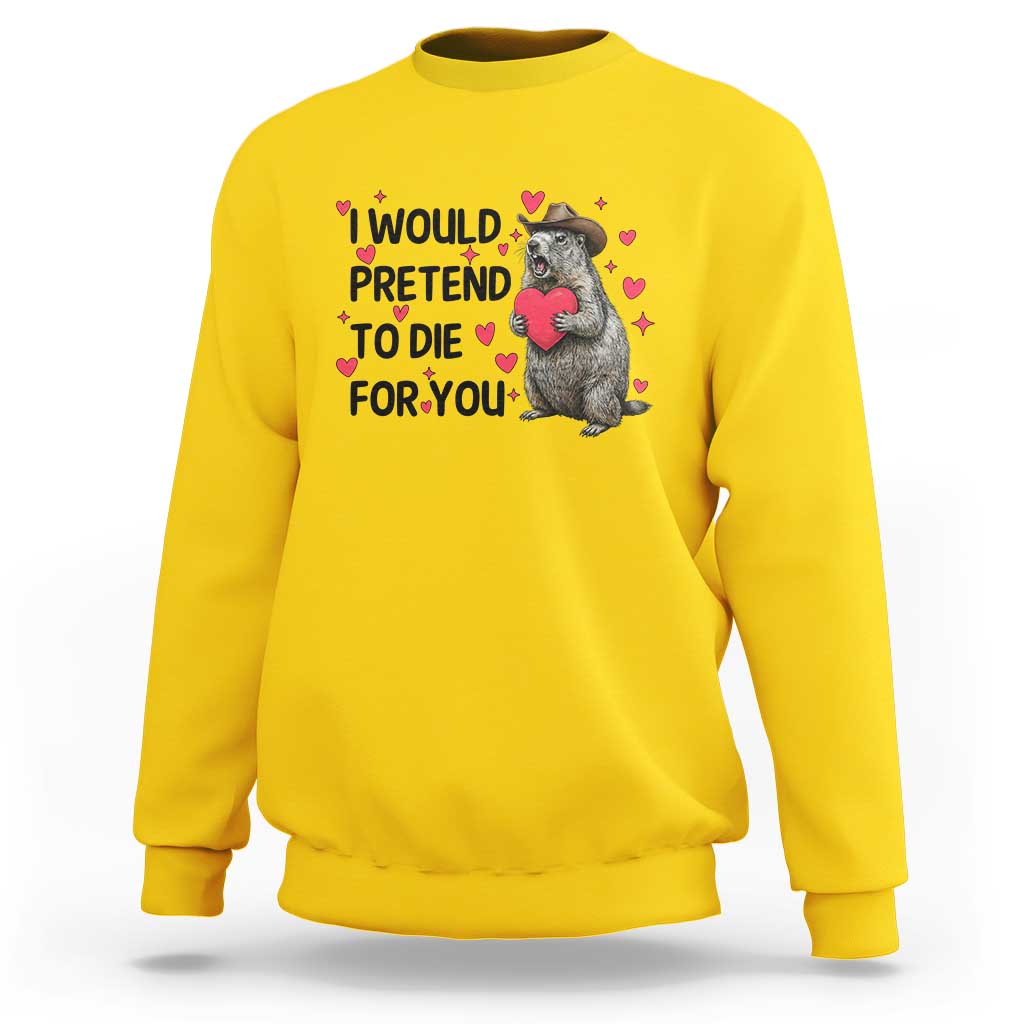 Funny Groundhog Valentines Sweatshirt I Would Pretend To Die For You - Wonder Print Shop