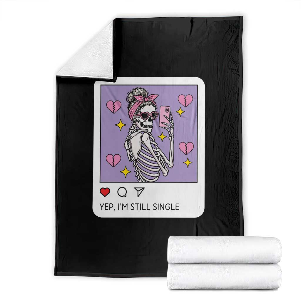 Anti Valentine Throw Blanket Funny Skeleton Selfie Meme - Wonder Print Shop