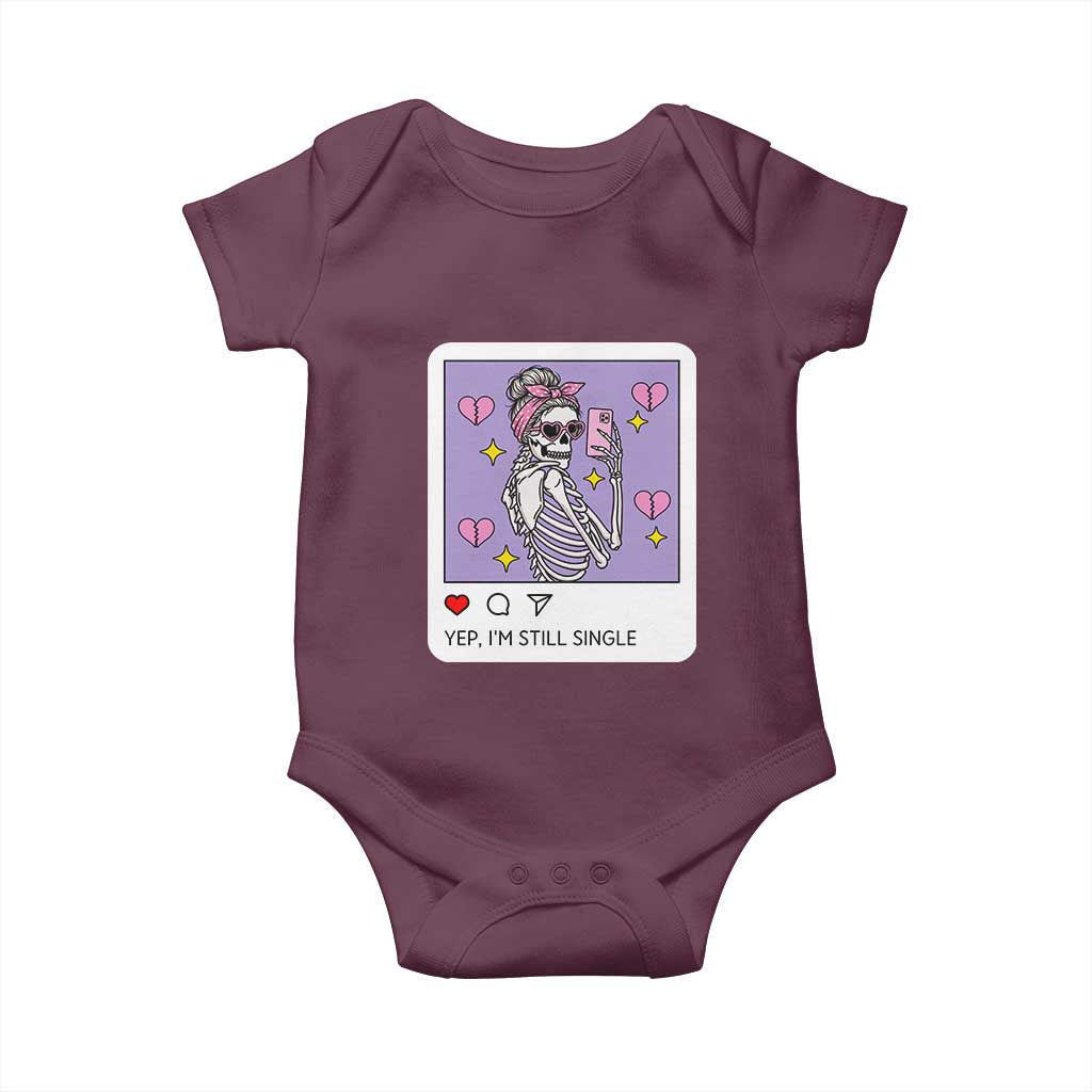 Anti Valentine Baby Onesie Funny Skeleton Selfie Meme - Wonder Print Shop