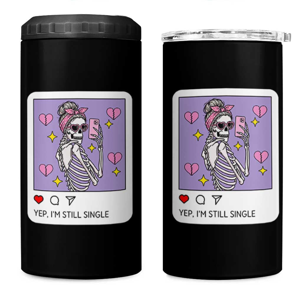 Anti Valentine 4 in 1 Can Cooler Tumbler Funny Skeleton Selfie Meme - Wonder Print Shop