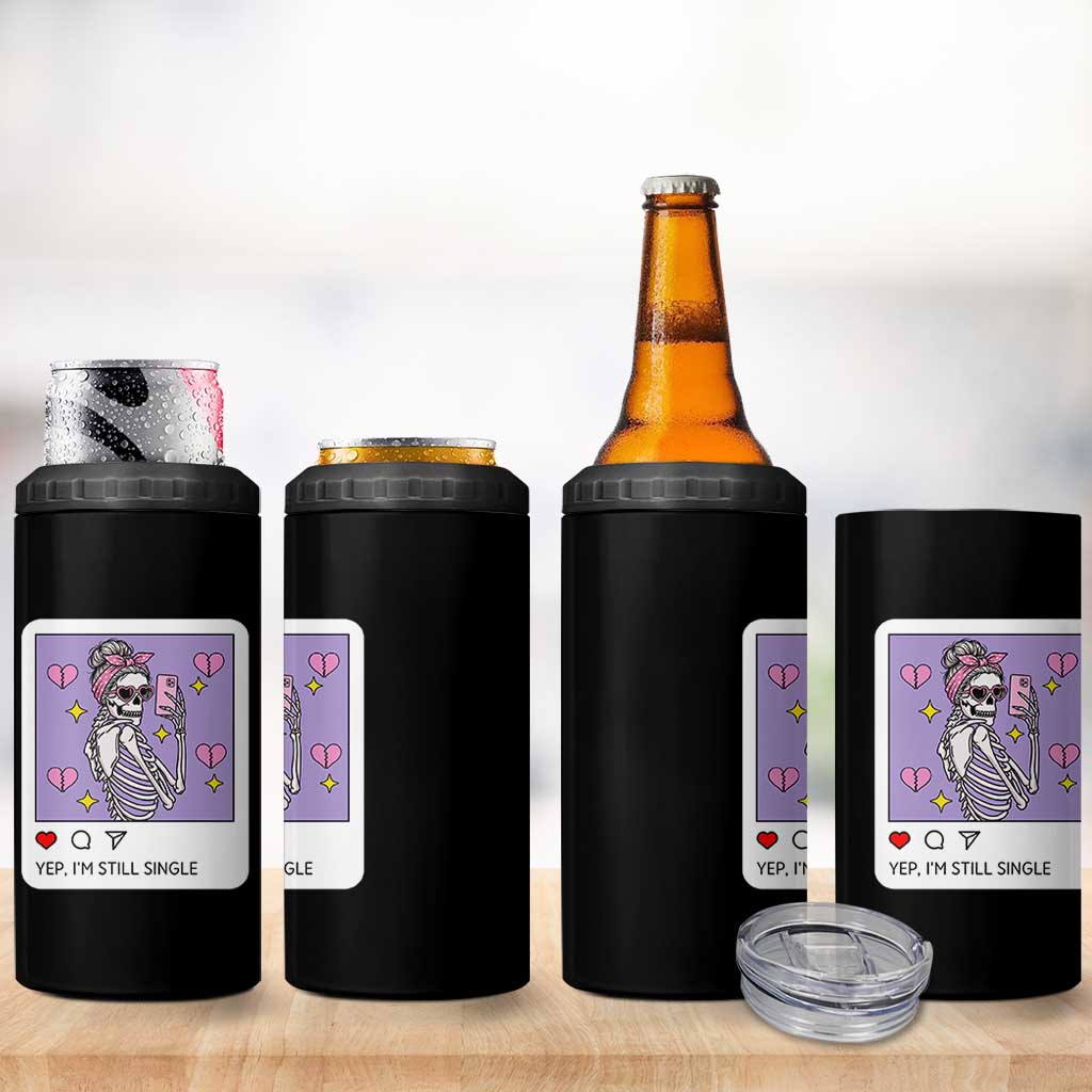 Anti Valentine 4 in 1 Can Cooler Tumbler Funny Skeleton Selfie Meme - Wonder Print Shop