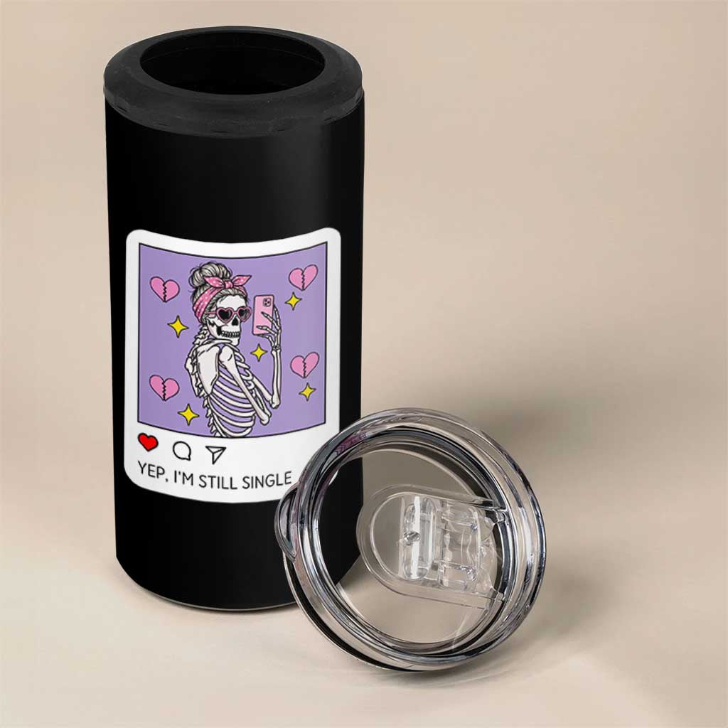Anti Valentine 4 in 1 Can Cooler Tumbler Funny Skeleton Selfie Meme - Wonder Print Shop