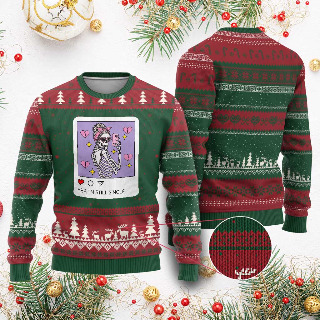 Anti Valentine Ugly Christmas Sweater Funny Skeleton Selfie Meme - Wonder Print Shop