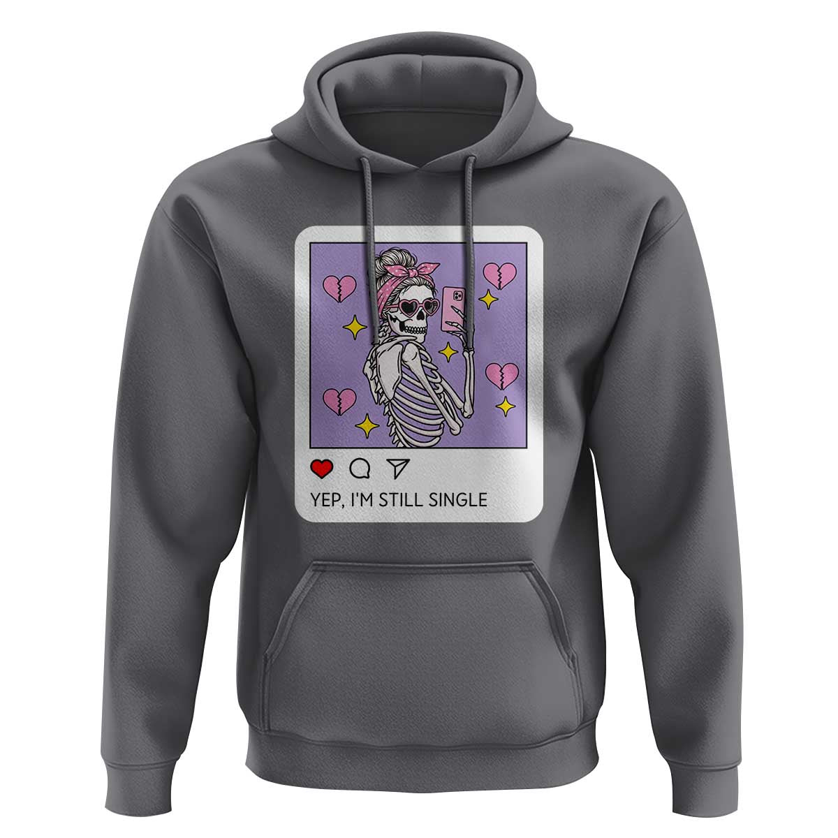 Anti Valentine Hoodie Funny Skeleton Selfie Meme - Wonder Print Shop