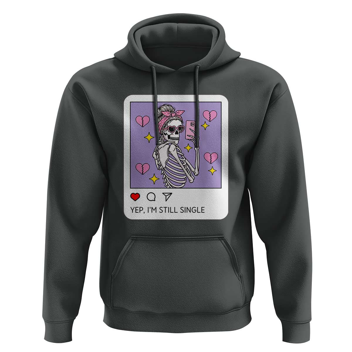 Anti Valentine Hoodie Funny Skeleton Selfie Meme - Wonder Print Shop