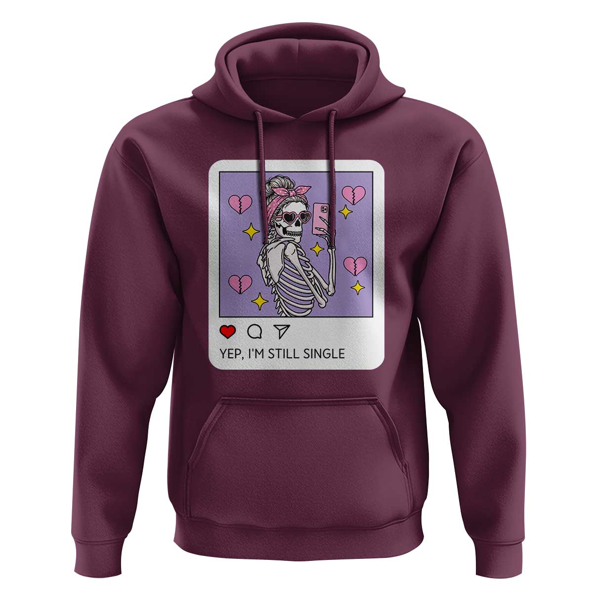 Anti Valentine Hoodie Funny Skeleton Selfie Meme - Wonder Print Shop