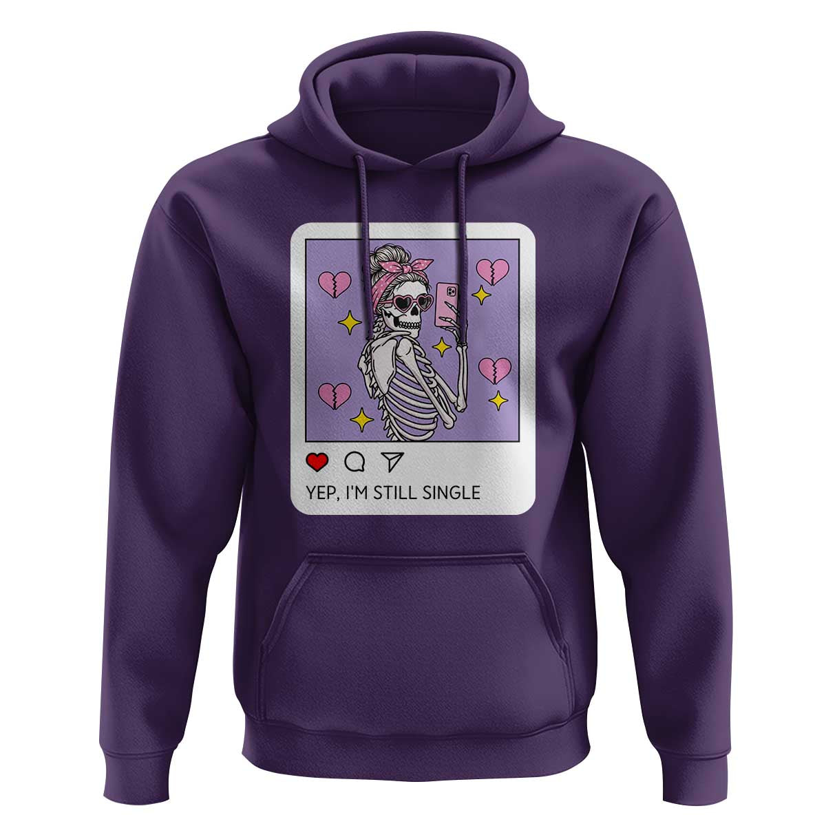 Anti Valentine Hoodie Funny Skeleton Selfie Meme - Wonder Print Shop