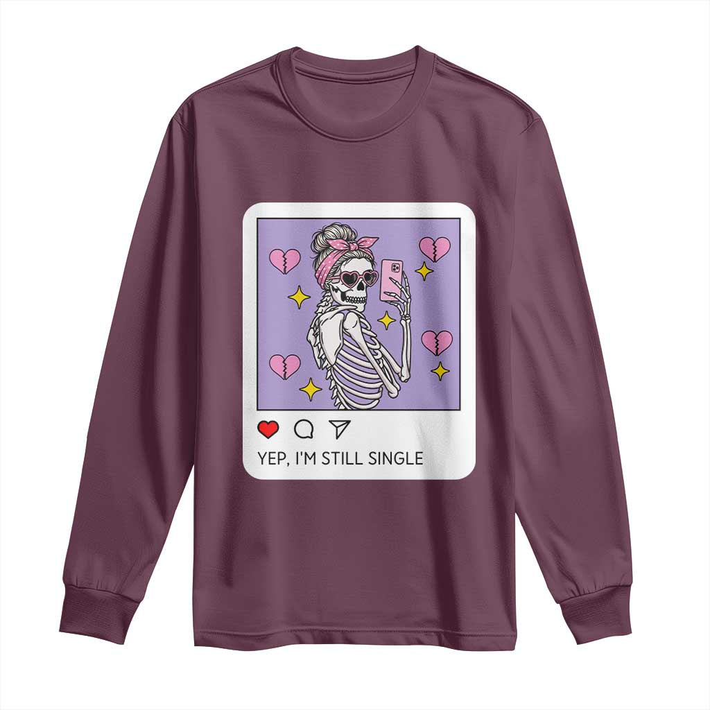 Anti Valentine Long Sleeve Shirt Funny Skeleton Selfie Meme - Wonder Print Shop