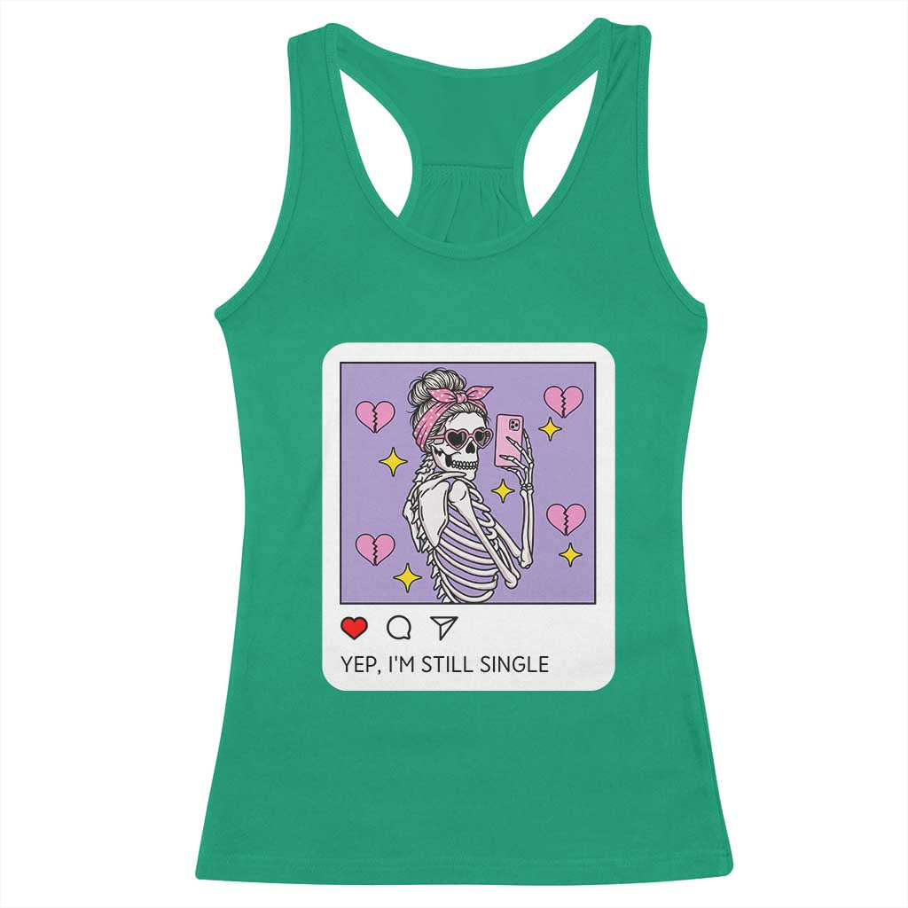 Anti Valentine Racerback Tank Top Funny Skeleton Selfie Meme - Wonder Print Shop