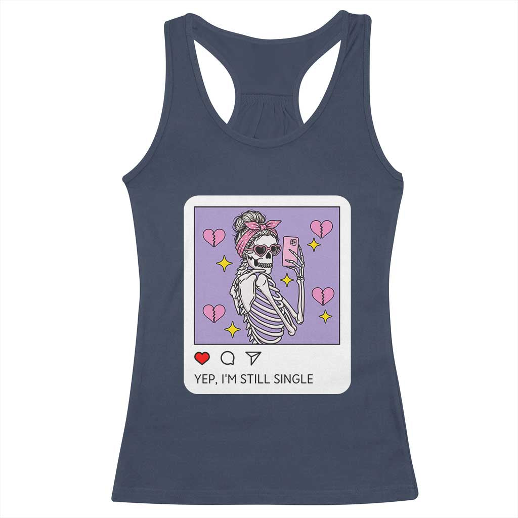 Anti Valentine Racerback Tank Top Funny Skeleton Selfie Meme - Wonder Print Shop