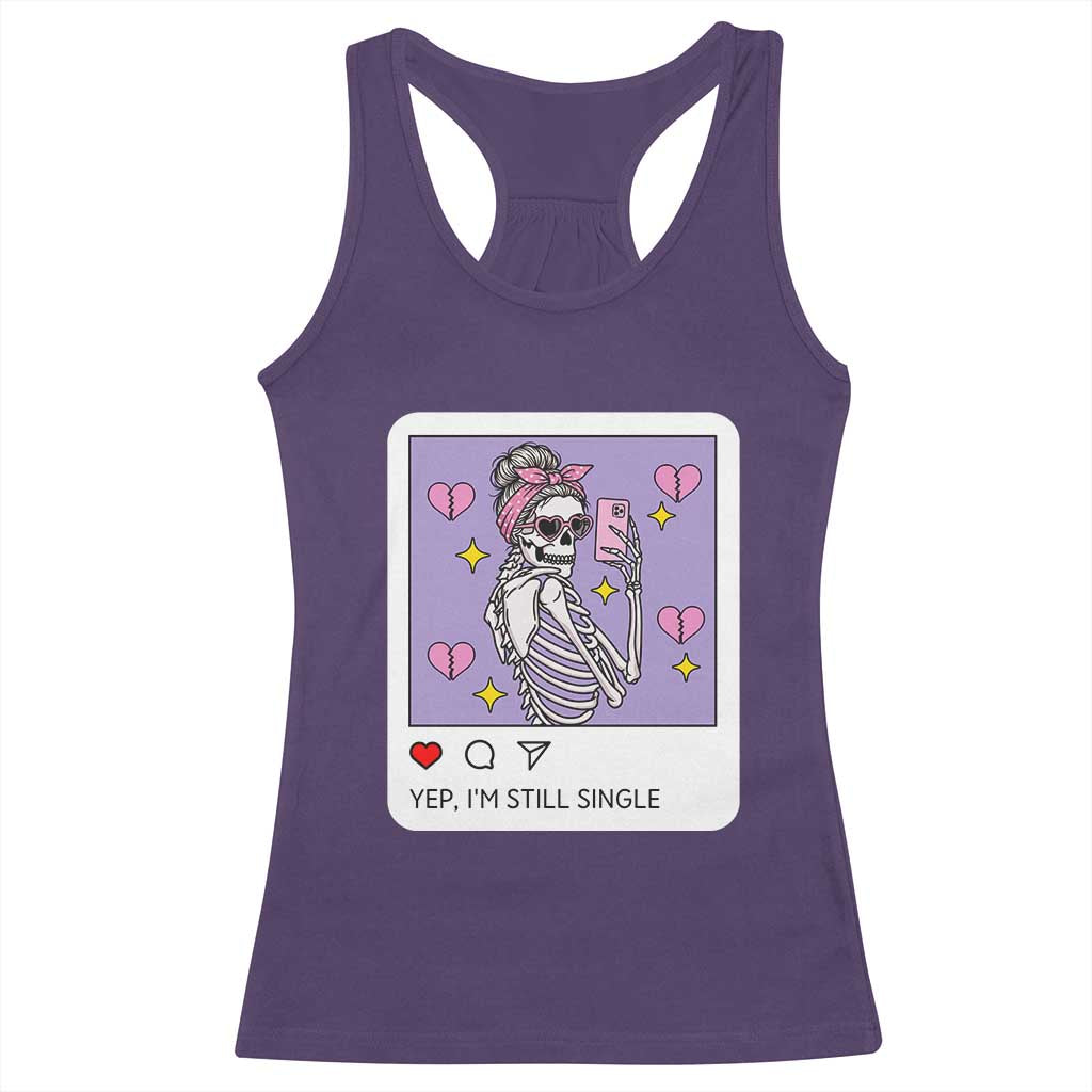 Anti Valentine Racerback Tank Top Funny Skeleton Selfie Meme - Wonder Print Shop