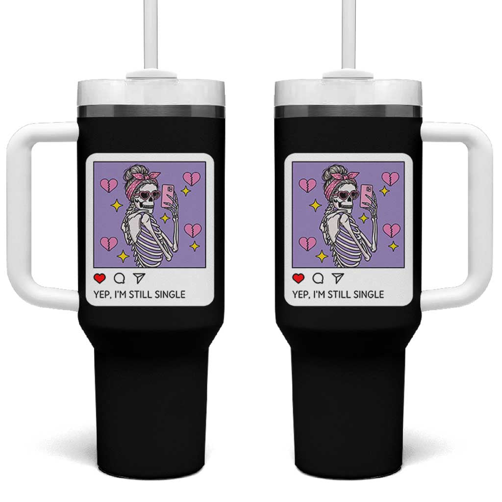 Anti Valentine Tumbler With Handle Funny Skeleton Selfie Meme - Wonder Print Shop