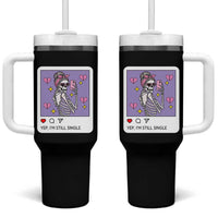 Anti Valentine Tumbler With Handle Funny Skeleton Selfie Meme - Wonder Print Shop