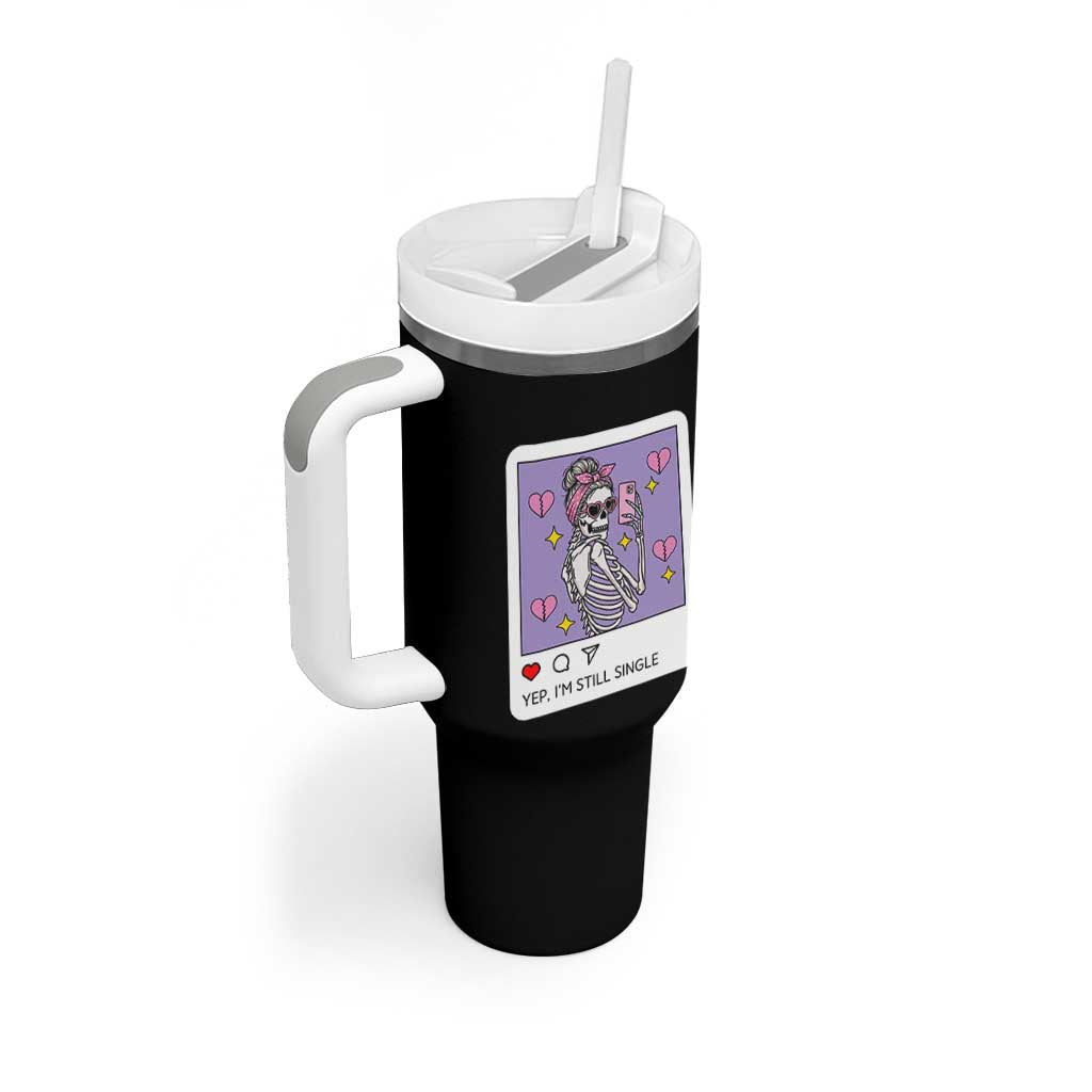 Anti Valentine Tumbler With Handle Funny Skeleton Selfie Meme - Wonder Print Shop