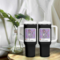 Anti Valentine Tumbler With Handle Funny Skeleton Selfie Meme - Wonder Print Shop