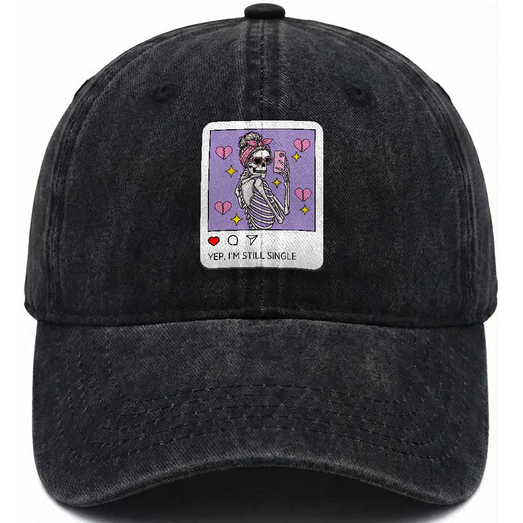 Anti Valentine Washed Cotton Baseball Cap Funny Skeleton Selfie Meme